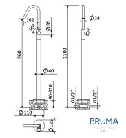 MEDIDAS MONOMANDO LAVABO A SUELO LUSITANO BRUMA